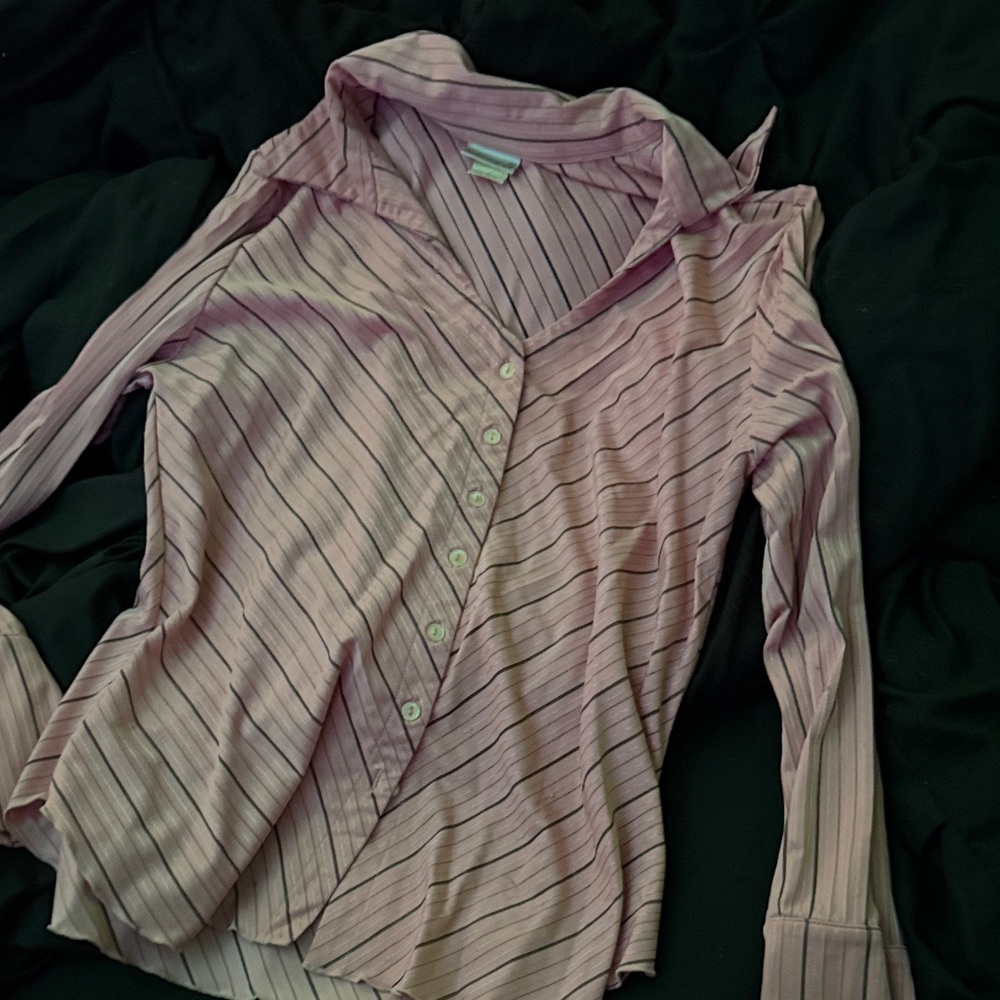 Fashion Bug Pink Striped Button-Down Shirt